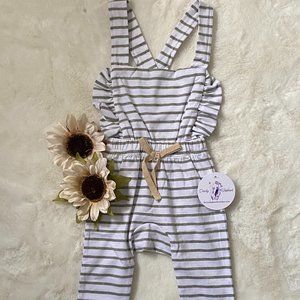 Infant/Toddler Girls Solid Grey and White Striped